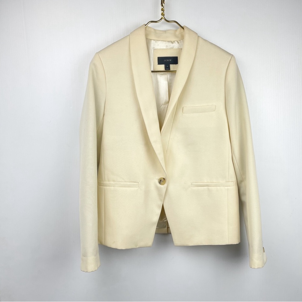J. Crew Wool Shawl-Collar Blazer Beige 4